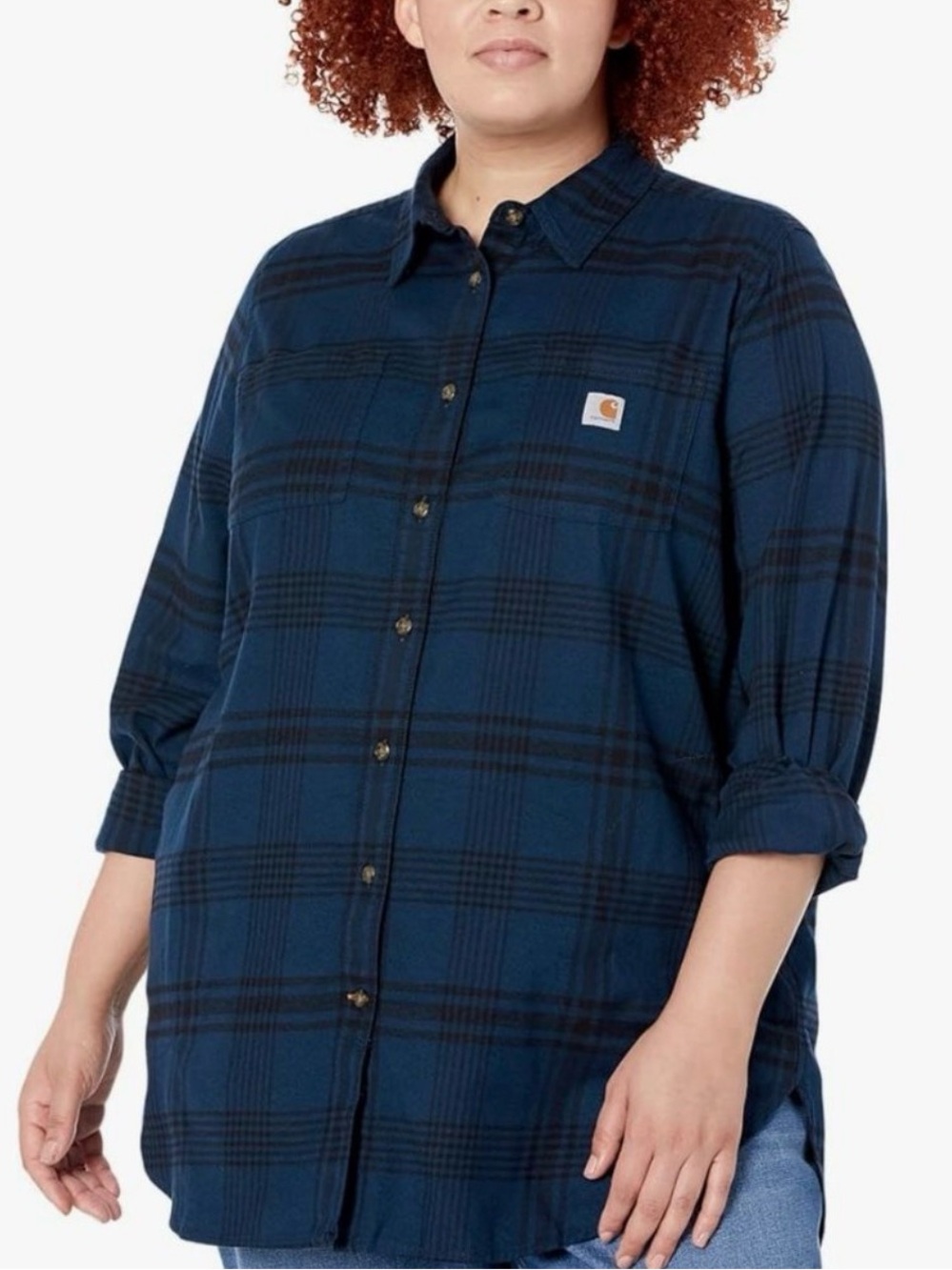 Carhartt Womens Rugged Flex Relaxed Fit Flannel Long-Sleeve Plaid Tunic Size XXL